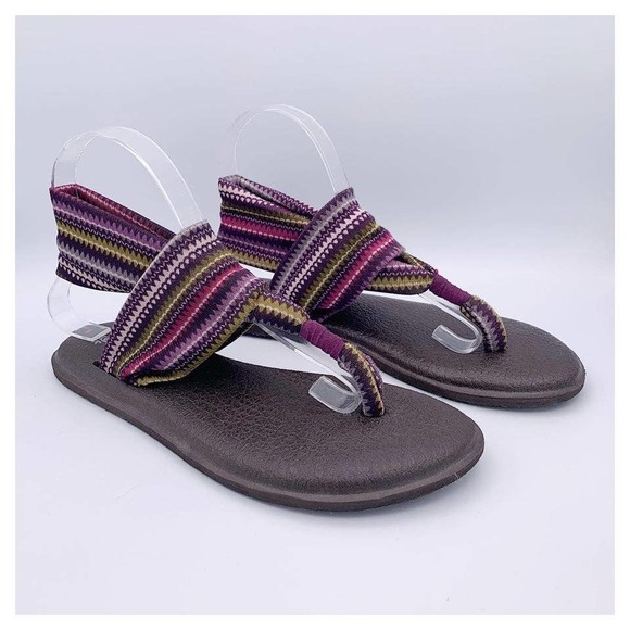Sanuk Shoes - Sanuk Yoga Sling Purple Striped Thong Sandals